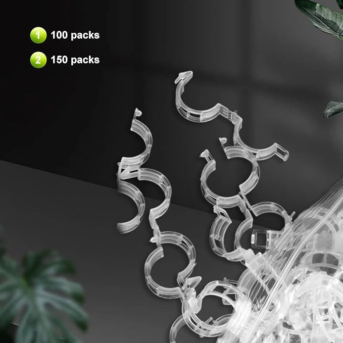 Thickened Plant Fixing Clip 100Pcs, 2025 Summer New Tomato Grape Vine Vegetables Plant Fixing Clips, Upgrade Plant Support Clips Reusable Garden Clips Secured Plastic Plant Clip (50, Green)