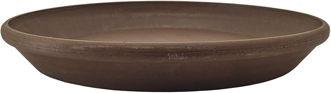 PSW Pot Collection AP35C 14-inch Plastic/Stone/Wood Composite Plant Saucer Drip Tray – No Drainage Hole (Drillable), Indoor/Outer Water Tray, Chocolate