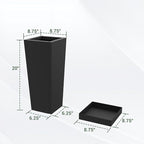 Metal Tall Planters 20 inch Set of 2, Durable Taper Planter with Drainage Holes & Rust-Proof Coating & Trays for Outdoor Indoor Garden Patio Front Door (Black)