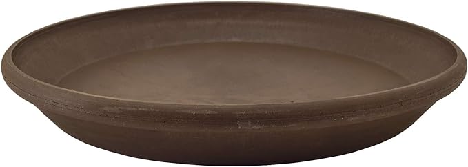 PSW Pot Collection AP30C 12-inch Plastic/Stone/Wood Composite Plant Saucer Drip Tray – No Drainage Hole (Drillable), Indoor/Outer Water Tray, Chocolate