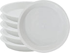 6pcs White Plastic Plant Saucers (6 inch) - Heavy Duty Indoor Plant Trays for Pots with Water Drainage, Drip Catcher & Decor (Set of 6 Round Saucers)