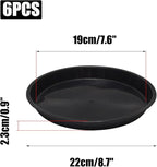 Round Plant Saucer 8 inch,6 Pack Pant Pot Trays, Plant Saucers for Indoors and Outdoors, Seed Starting Tray, Growing Trays,Black