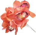 HUFFA Moisturizing Hand-Feeling Orchid Bundle Home Living Room Decoration Ornaments Fake Flower Bonsai Hand-Feeling Phalaenopsis(Orange)