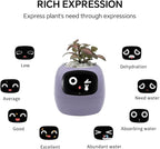 Smart Plant Pot with Expression, AI Intelligent Flower Pot for Indoor Decoration, Smart Garden Pot with Water/Light/Temperature Sensors, Ivy AI Planter (Purple)