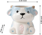 DIYOMR Cute Animals Planter, Mini Ceramic Cartoon Animal Shaped Succulent Flower Pot Indoor Air Plants Holder, Smooth Shiny Decorative Flower Cactus Planter - Plants Not Included (Cow)