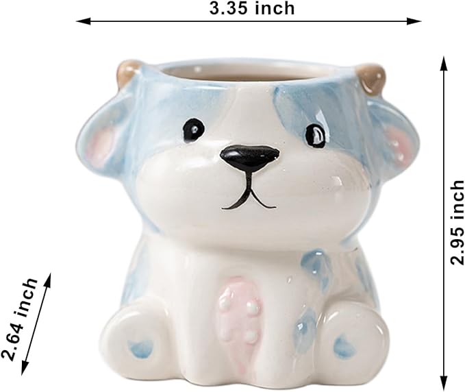 DIYOMR Cute Animals Planter, Mini Ceramic Cartoon Animal Shaped Succulent Flower Pot Indoor Air Plants Holder, Smooth Shiny Decorative Flower Cactus Planter - Plants Not Included (Cow)