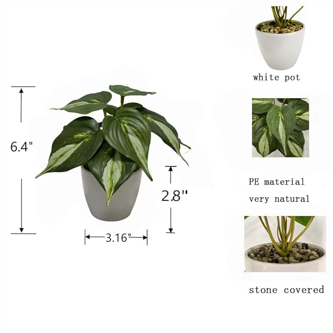 Kiko Artificial Plant-POTHOS -9 PCS in White Melamine Pot Fake Table Plant Greenery Potted Plants for Office, Living Room, Dinner Room, Shopping mall,Artificial Plant for Indoors