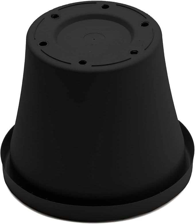 Bloem Terra 6" Diameter Round Black Resin Planter Pot with Drainage Holes for Indoor and Outdoor Gardening