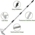 Weed Puller Tool with Long Handle, 60inch Manual Weed Puller Tool,2 in 1 Hand Weed Rake,Heavy Duty Garden Hoe,Uprooting Weeder Remover for Garden (Chrome(Stainless Steel), 60" Long Handle)