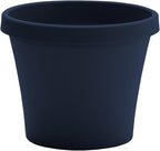 Bloem Terra 4" Diameter Round Navy Resin Planter Pot with Pre-Drilled Drainage Holes for Indoor and Outdoor Gardening