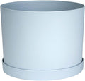Bloem Mathers 6" Misty Blue Round Modern Resin Garden Planter Pot with Drainage Holes and Removable Saucer Tray Included