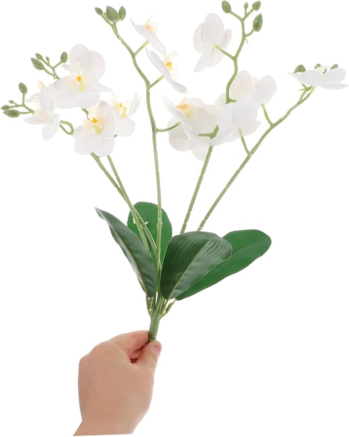 PRETYZOOM Artificial Phalaenopsis Orchid Stem Realistic Faux Butterfly Orchid Flower for Home Decor Living Room Office Wedding and Event Decoration