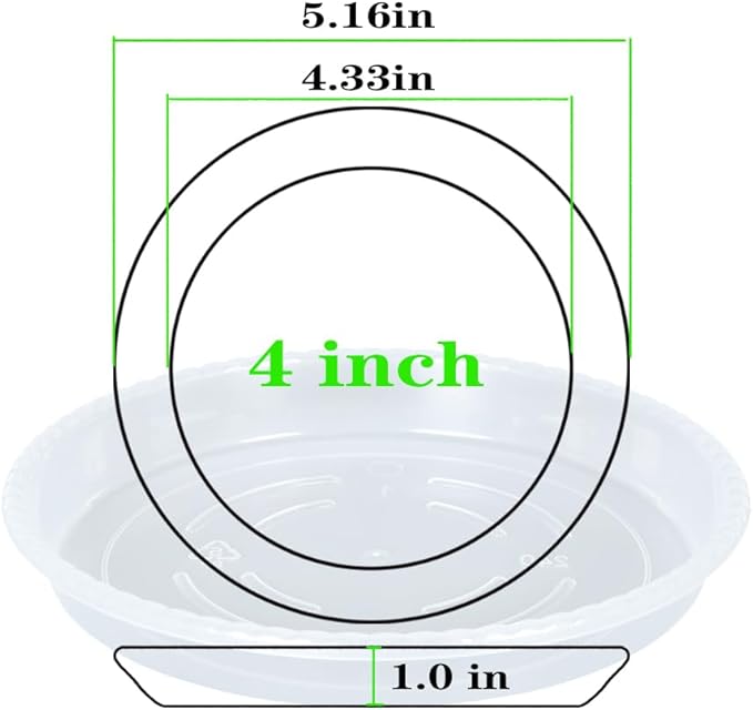 OVZILKI Plant Saucer 6 Pack of 4 6 8 10 12 14 16 inch, Clear Plastic Flower Plant Pot Saucer, Heavy Duty Plant Drip Trays Saucers for Indoor, Plant Water Tray for Planters (4", Clear)