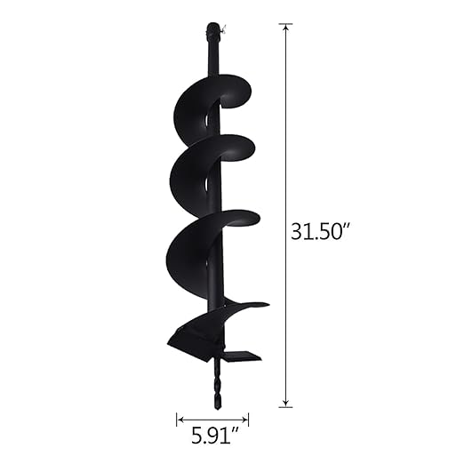 6-in Earth Auger Drill Bit, Garden Plant Flower Auger Rapid Planter Compatible Gas Powered Post Fence Hole Digger with 3/4 Shaft