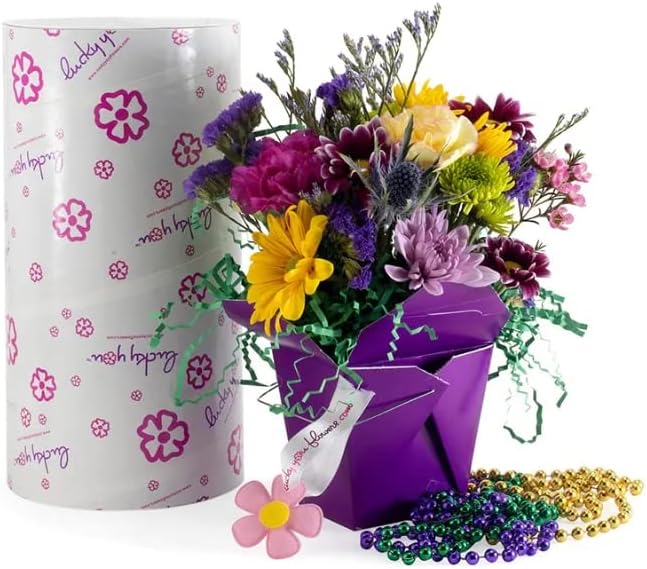 Purple Haze Fresh Cut Live Flowers Arranged in a Takeout Container with Your Personal Message Tucked Inside a Fortune Cookie