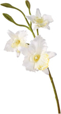 2-Pack 21in Spring Artificial Orchid, Oil Painting Style Romantic Fake Flowers, Wedding Home Decor, Living Room Table Centerpiece, Festival Artistic Display(White and Yellow Heart)