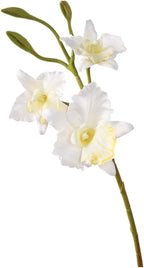 2-Pack 21in Spring Artificial Orchid, Oil Painting Style Romantic Fake Flowers, Wedding Home Decor, Living Room Table Centerpiece, Festival Artistic Display(White and Yellow Heart)