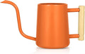 Watering Can Indoor Plants, 35 oz/1000 ml Metal Stainless Steel Watering Can Pot with Long Spout for Indoor House Plants Bonsai Outdoor Garden Flower Decorative (Orange)