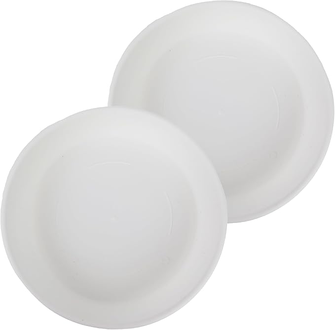 The HC Companies 17.5 Inch Classic Round Plant Saucer, Lightweight UV-Resistant Plastic Outdoor & Indoor Flower Pot Tray, 2-Pack Plant Pot Trays for Garden & Home Decor, White