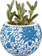 PieceRelax 3D Puzzle Planter - Oriental Floral Ornament - Small Round Plant Pots with Drainage, for Mom, Home Decor Flower Pots for Indoor Cactus, Succulents Pots [K1101]