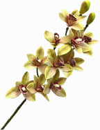 4pcs Artificial Cymbidium Orchid Flower Plant 3D Print Vanda 10 Heads Latex Phalaenopsis Flower (Green Yellow)