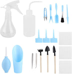 19Pcs Succulent Tools,Mini Garden Small Gardening Tools Indoor, Transplanting Gardening Tools,Pruning Shear Gardening Scissors,Hand Tool kit for Bonsai Indoors Small Plants (Blue)
