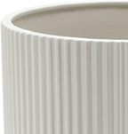 Amazon Basics Assorted Sizes Fluted Ceramic Round Indoor Outdoor Planters with Drainage Hole, Set of 3, Modern Design, 6 inch, 8 inch, 10 inch, White, Succulent Flower Pots