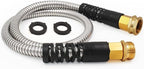 Cesun Short Garden Hose 3 feet, Metal Leader Water Hose, Heavy Duty and Lightweight Stainless Steel Water Pipe for RV, Outdoor, Yard, Lawn, 3ft x 5/8", Female to Male