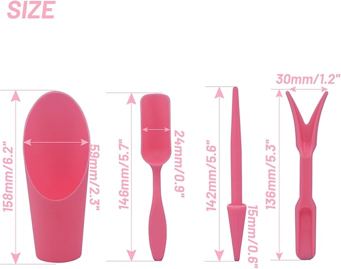PENCK Soil Scoop for Indoor Plants - Plastic Mini Garden Plant Care Shovel Hand Tools Transplanting Succulent Cultivation Digging Scoops Kits, Pink