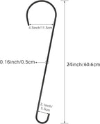 6 Packs 24 Inch Long S Hooks for Hanging Plants,Extra Large S Hooks,Metal Bird Feeder Hooks, Rustproof Garden Planter Hanger for Tree Branch, Basket, Lanterns, Wind Chimes, Outdoor Use