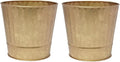 Hosley Metal Planters Pack of 2, Ideal Farmhouse Decor for Floral Arrangements Weddings, Gift Special Events Parties Outdoor Planters Gold 5" Dia x 4.8" H