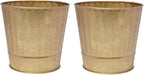 Hosley Metal Planters Pack of 2, Ideal Farmhouse Decor for Floral Arrangements Weddings, Gift Special Events Parties Outdoor Planters Gold 5" Dia x 4.8" H