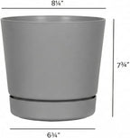Root & Vessel Majestic Full Depth Round Cylinder Pot, Glossy Gray, 8-Inch (10080)