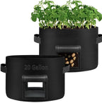 2 Pack 20 Gallon Grow Bags Heavy Dduty Nonwoven Potato Grow Bag with 2 Sturdy Handles&2 Windows,Thickened Plant Grow Bag for Potato,Tomato,Flowers,Vegetable Plants