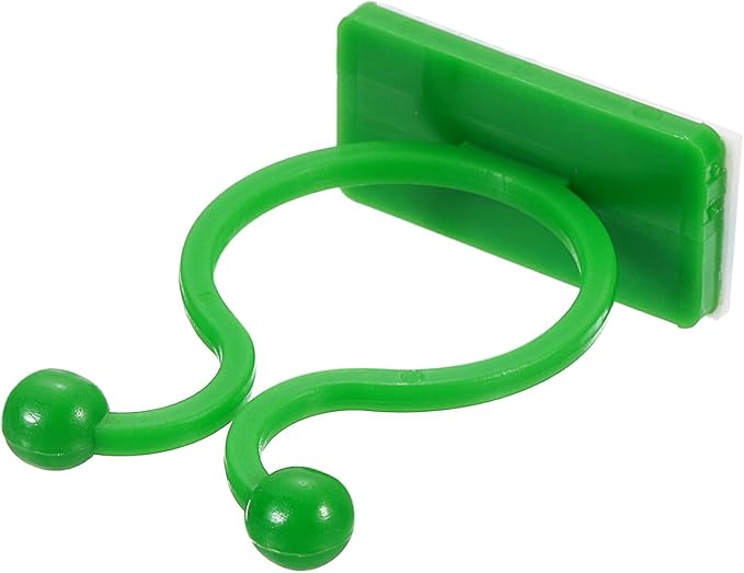 uxcell 100Pcs Plant Climbing Wall Fixture Clips, Plant Fixer Self-Adhesive Hooks Wire Fixing Supporting for Indoor Outdoor Decoration and Cable Wire Fixing (Green, 19mm/0.75")