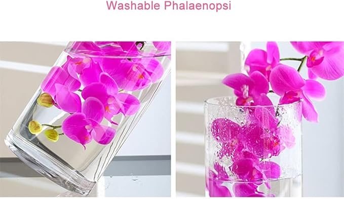 Decor Artificial Flowers with Vase Artificial Orchid with Vase Fake Flower Phalaenopsis Faux Plants for Home Decor Living Room Decoration 60cm Faux Flowers Arrangements Ornaments,White