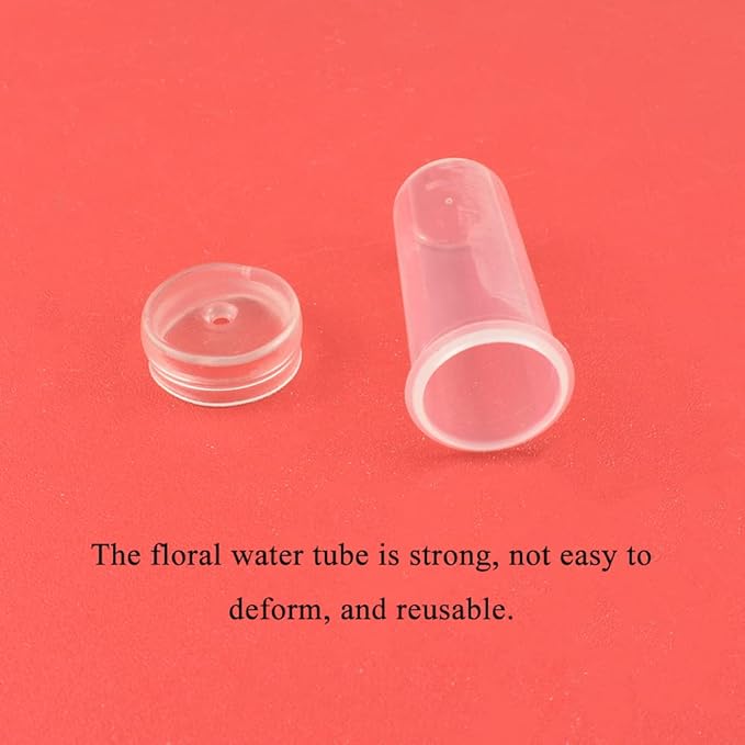 HAHIYO 60PCs 1.6X0.7Inch Transparent Plastic Floral Tubes Floral Water Tubes Flower Vials with Silicone Caps for Plants Fresh Flowers Arrangement Decoration Milkweed Cutting Florist Supplies