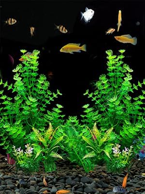 2 Pack Aquarium Decor Plastic Plants Extra Large Artificial Fish Tank Plants Tall Fish Tank Decorations- Green 12" Tall