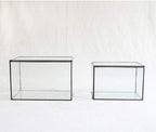 Glass Plants Terrarium with Lid,Rectangle Black Pot Box for Indoor Plants,Geometric Clear Containers for Moss and Succulent,Tabletop Decor DIY Gift,8.3”L x 4.7”W x 5.5”H