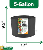 Smart Pot Soft-Sided Fabric Garden Plant Container Aeration Planter Pots, 5 Gallon, 5 Pack, Black