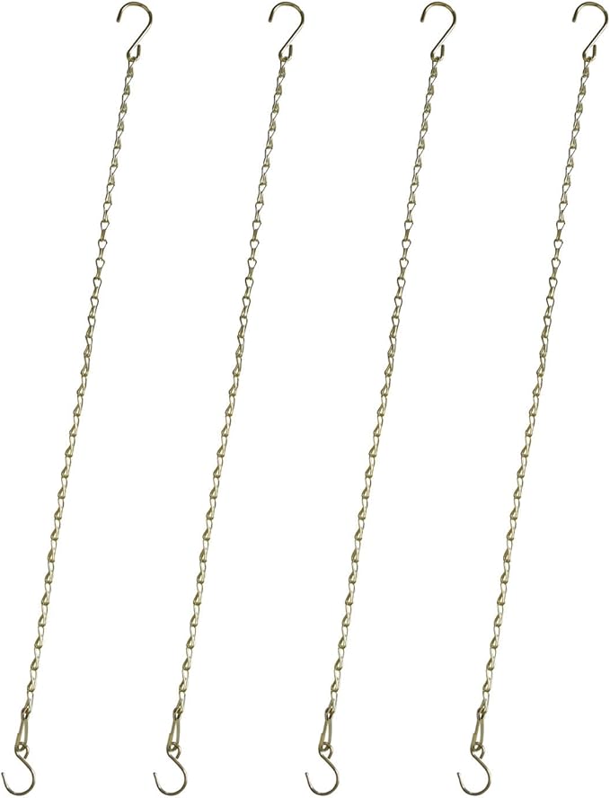 Chain for Hanging Plants,25 Inch Gold Hanging Chain,Hanging Basket Chain Kits with Hooks for Bird FeederHanging Plant Extender Porch Wind Chime (Gold, 25 Inch-4PCS)
