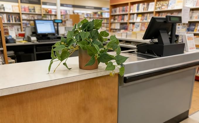 Artificial Plant Indoor Fake Pothos with Pulp Pot, Faux Potted Plant for Home, Office, Desk, Shelf, Living Room, Bedroom & Balcony Decor, 10x10cm, 2 Pack