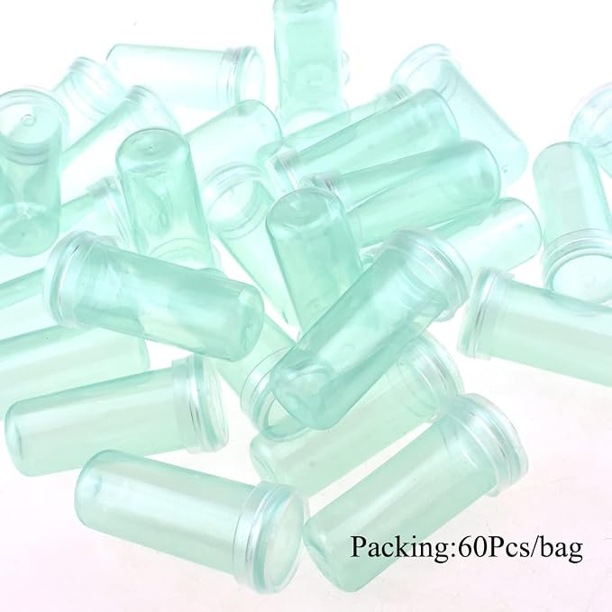 HAHIYO 60PCs 1.6X0.7Inch Transparent Green Plastic Floral Tubes Floral Water Tubes Flower Vials with Silicone Cap for Plants Fresh Flowers Arrangement Decoration Milkweed Cutting Florist Supplies