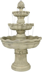 Sunnydaze 51-Inch 3-Tier Water Fountain – Electric Outdoor Fountain with Pineapple Top – Outdoor Patio & Garden Water Feature – Continuous Flow Pump with 6 ft Cord – White