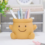 Cute Face Planter Pot, Small Resin Head Planters for Indoor Plants, Funny Smiling Face Flower Pot Succulent Planter with Drainage Hole, Gift IdeaI for Birthday Christmas (Orange)