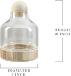 Serene Spaces Living Small Woodland Glass Terrarium - Wooden Base & Ball Stopper, Plants and Succulents Sanctuary, Potpourri Holder & Decorative Showcase for Home Décor, 7" Diameter & 10" Tall