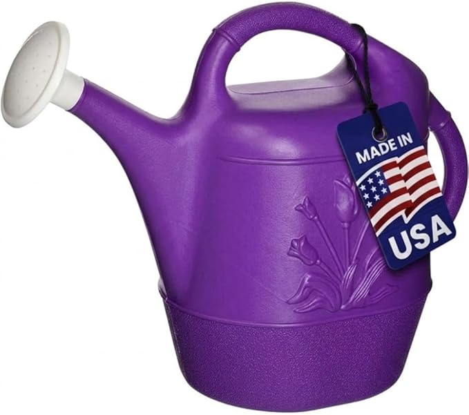 PMU 2 Gallon Watering Can - Garden Watering Can for Indoor & Outdoor Plants - Plastic Water Can with Detachable Sprinkler Head - Large Water Pot, Made in USA - Purple Pkg/1