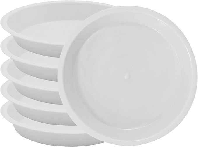 Round Plant Saucer 12 inch,6 Pack Pant Pot Trays, Plant Saucers for Indoors and Outdoors, Seed Starting Tray, Growing Trays,White