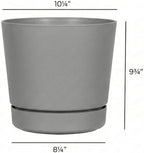 Root & Vessel Majestic Full Depth Round Cylinder Pot, Glossy Gray, 10-Inch (10100)