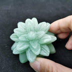 Natural Stone Crystal Carved Green Aventurine Succulent Plant Figurine for Decoration